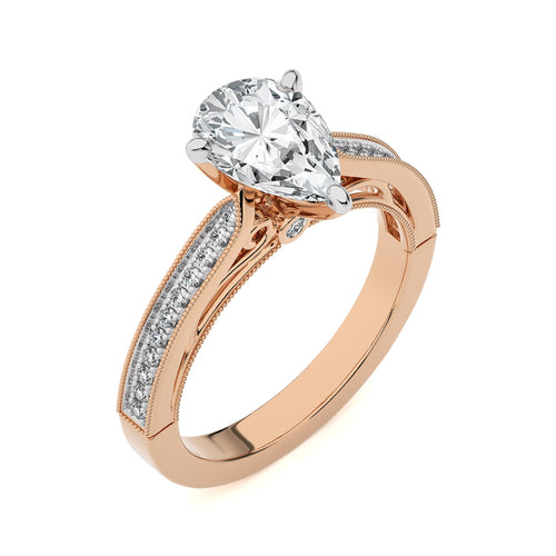 Heritage Pear Sparkle Lab Created Diamond Engagement Ring