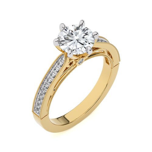 1 3/4 CT. Heritage Round Sparkle Natural Diamond Engagement Ring
