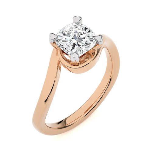 1 1/2 CT. Hushed Solitaire Charm Cushion Natural Diamond Engagement Ring