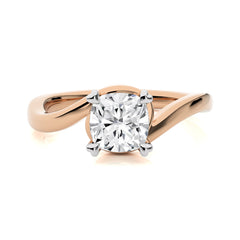 1 1/2 CT. Hushed Solitaire Charm Cushion Natural Diamond Engagement Ring