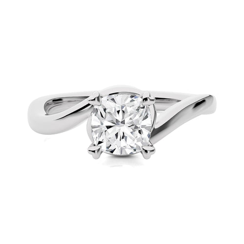 Hushed Solitaire Charm Cushion Lab Created Diamond Engagement Ring