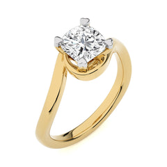 1 1/2 CT. Hushed Solitaire Charm Cushion Lab Created Diamond Engagement Ring