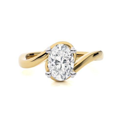 Hushed Solitaire Charm Oval Lab Created Diamond Engagement Ring