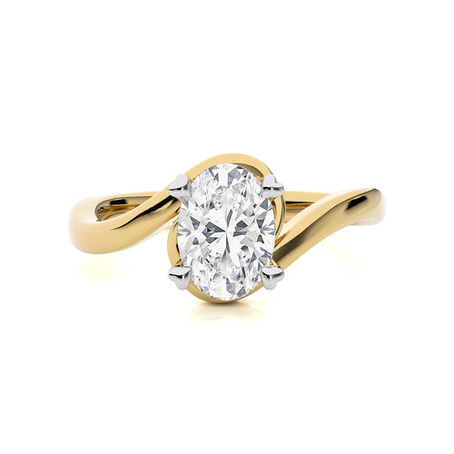 1 1/2 CT. Hushed Solitaire Charm Oval Natural Diamond Engagement Ring