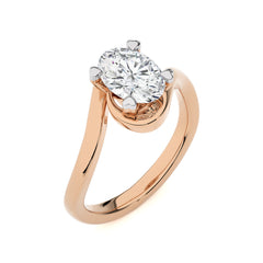 Hushed Solitaire Charm Oval Lab Created Diamond Engagement Ring