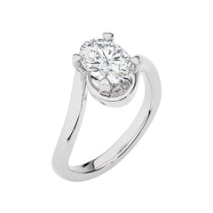 Hushed Solitaire Charm Oval Lab Created Diamond Engagement Ring