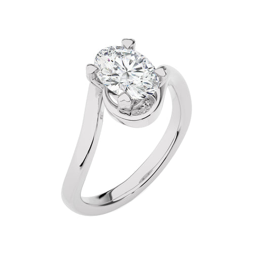 1 1/2 CT. Hushed Solitaire Charm Oval Natural Diamond Engagement Ring