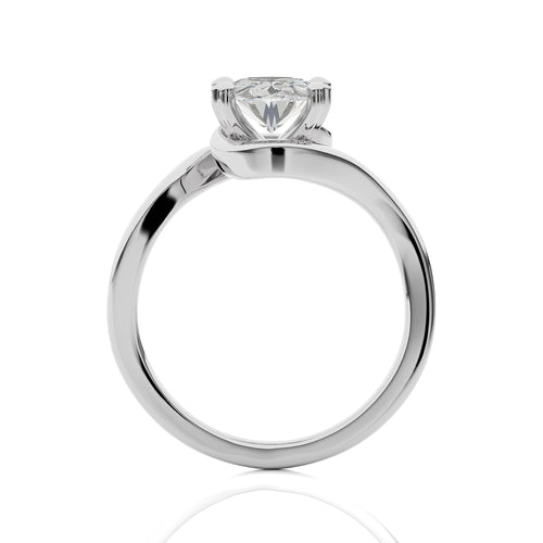 1 1/2 CT. Hushed Solitaire Charm Oval Natural Diamond Engagement Ring