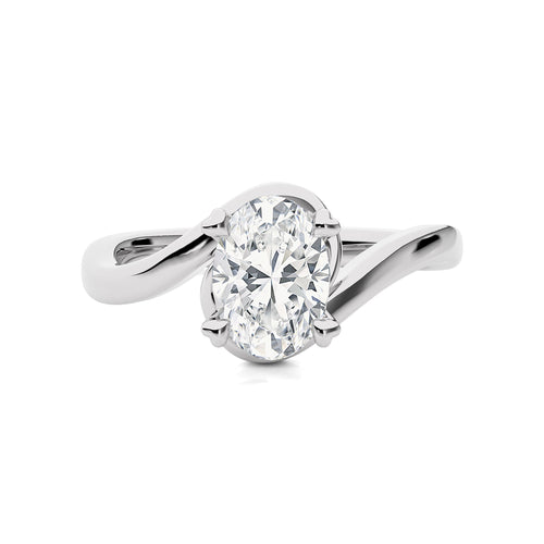 Hushed Solitaire Charm Oval Diamond Engagement Ring