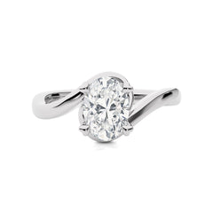 1 1/2 CT. Hushed Solitaire Charm Oval Natural Diamond Engagement Ring