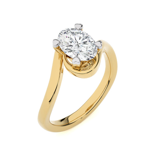 1 1/2 CT. Hushed Solitaire Charm Oval Natural Diamond Engagement Ring