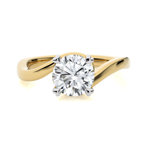 Hushed Solitaire Charm Round Lab Created Diamond Engagement Ring