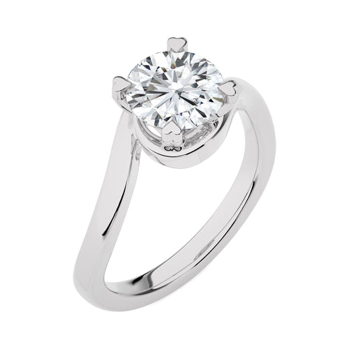 1 1/2 CT. Hushed Solitaire Charm Round Lab Created Diamond Engagement Ring