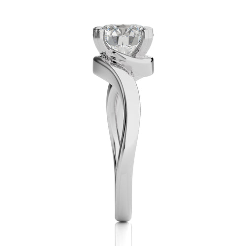 Hushed Solitaire Charm Round Lab Created Diamond Engagement Ring