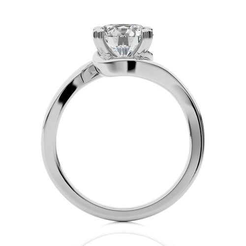1 1/2 CT. Hushed Solitaire Charm Round Natural Diamond Engagement Ring
