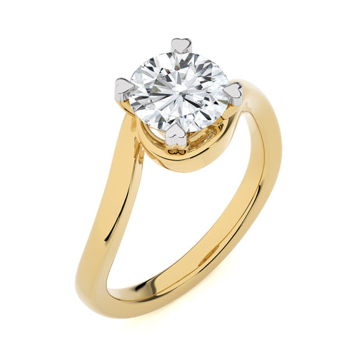 Hushed Solitaire Charm Round Lab Created Diamond Engagement Ring