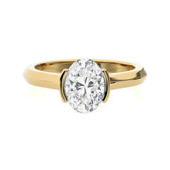 Unfading Grace Bezel Set Knife Edge Shank Oval Diamond Engagement Ring