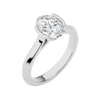 Unfading Grace Bezel Set Knife Edge Shank Oval Diamond Engagement Ring