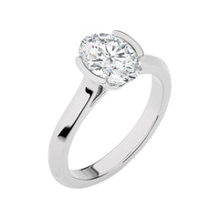 1 1/2 CT. Unfading Grace Bezel Set Knife Edge Oval Lab Created Diamond Engagement Ring