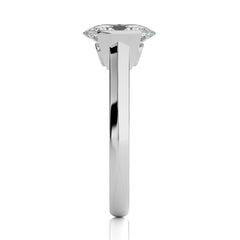 Unfading Grace Bezel Set Knife Edge Shank Oval Diamond Engagement Ring