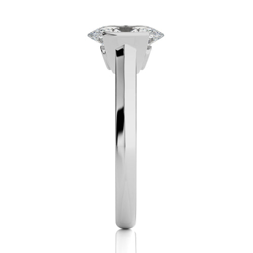 Unfading Grace Bezel Set Knife Edge Shank Oval Diamond Engagement Ring