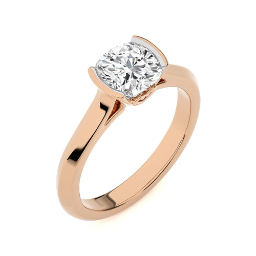 1 1/2 CT. Unfading Grace Bezel Set Knife Edge Cushion Natural Diamond Engagement Ring