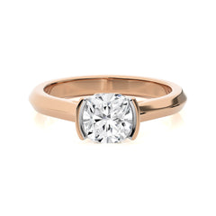 1 1/2 CT. Unfading Grace Bezel Set Knife Edge Cushion Natural Diamond Engagement Ring