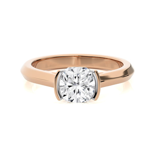1 1/2 CT. Unfading Grace Bezel Set Knife Edge Cushion Natural Diamond Engagement Ring