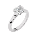 Unfading Grace Bezel Set Knife Edge Shank Cushion Diamond Engagement Ring