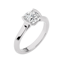 1 1/2 CT. Unfading Grace Bezel Set Knife Edge Cushion Natural Diamond Engagement Ring
