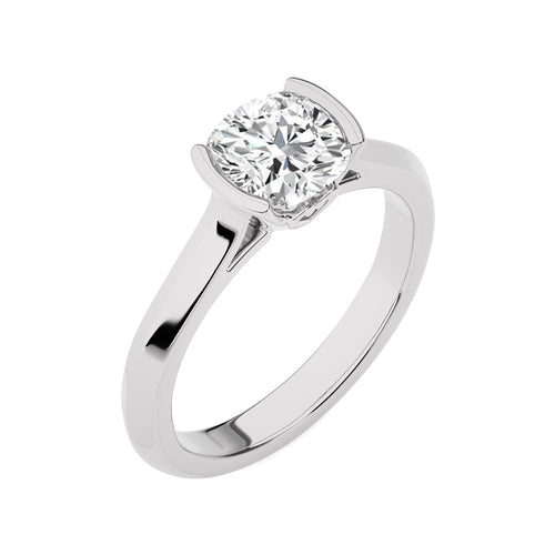 1 1/2 CT. Unfading Grace Bezel Set Knife Edge Cushion Natural Diamond Engagement Ring
