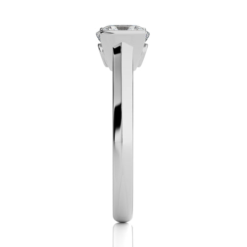 Unfading Grace Bezel Set Knife Edge Shank Cushion Diamond Engagement Ring