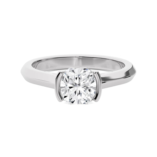 1 1/2 CT. Unfading Grace Bezel Set Knife Edge Cushion Natural Diamond Engagement Ring