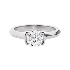Unfading Grace Bezel Set Knife Edge Shank Cushion Diamond Engagement Ring
