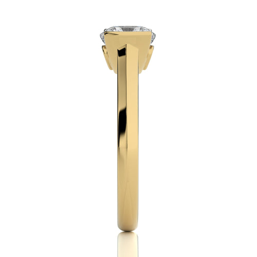 Unfading Grace Bezel Set Knife Edge Shank Cushion Diamond Engagement Ring