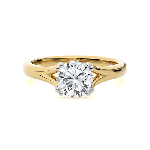 Iconic Solitaire Split Shank Round Diamond Engagement Ring