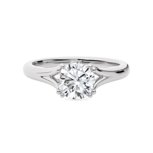 Iconic Solitaire Split Shank Round Diamond Engagement Ring