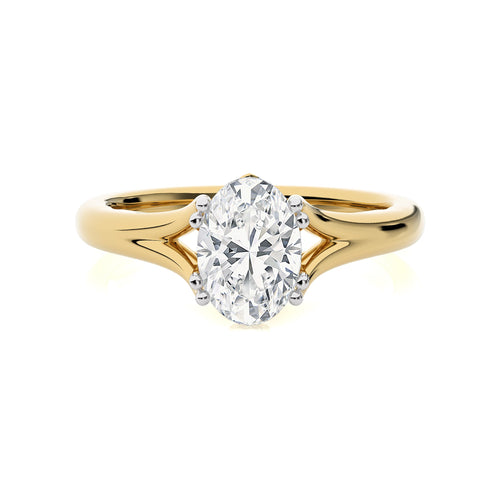 1 1/2 CT. Iconic Solitaire Split Shank Oval Natural Diamond Engagement Ring
