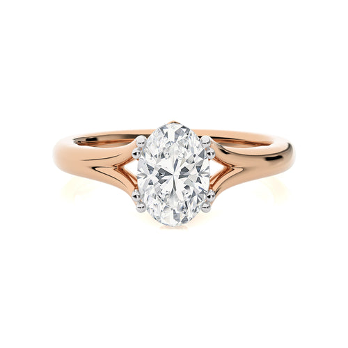 Iconic Solitaire Split Shank Oval Diamond Engagement Ring