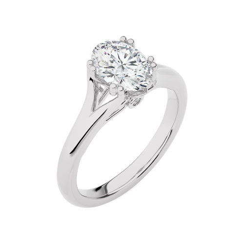 Iconic Solitaire Split Shank Oval Lab Created Diamond Engagement Ring