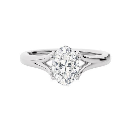 Iconic Solitaire Split Shank Oval Diamond Engagement Ring