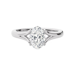 1 1/2 CT. Iconic Solitaire Split Shank Oval Natural Diamond Engagement Ring