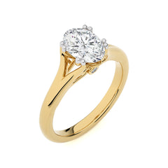 Iconic Solitaire Split Shank Oval Lab Created Diamond Engagement Ring