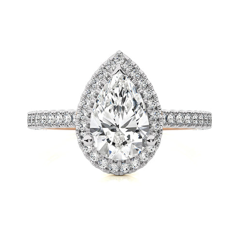 Artsy Bazel Halo Diamond Engagement Ring