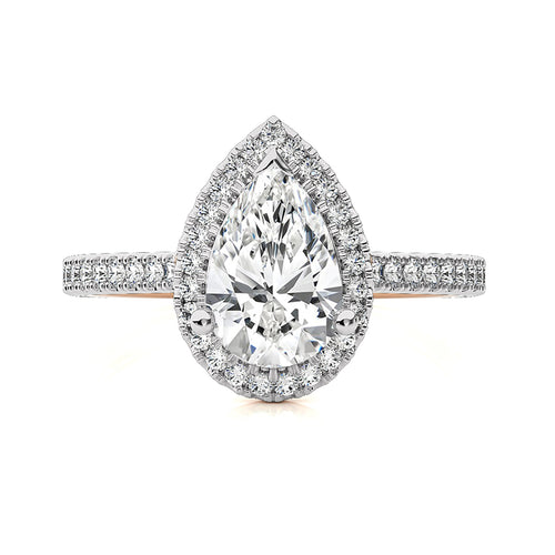Artsy Bazel Halo Diamond Engagement Ring