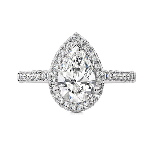Artsy Bazel Halo Diamond Engagement Ring