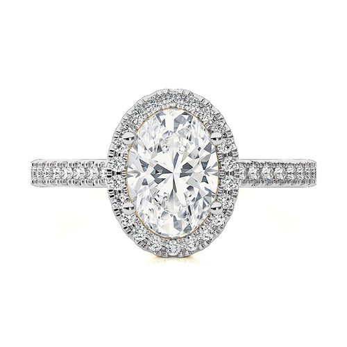 Artsy Bazel Halo Diamond Engagement Ring