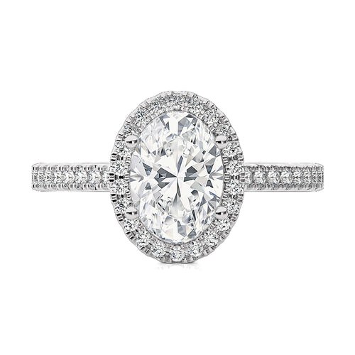 Artsy Bazel Halo Diamond Engagement Ring