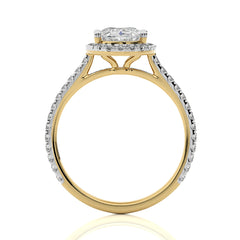 Artsy Bazel Halo Diamond Engagement Ring
