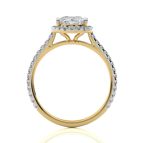 Artsy Bazel Halo Diamond Engagement Ring